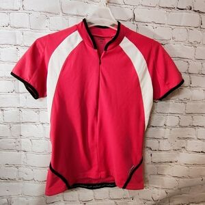 She Beest Cycling Jersey Half Quarter Zip Color Block Large Pink White